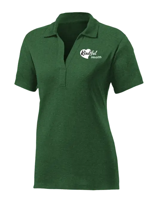 Womens Dark Green Heather Contender Polo w/Kindful Health Logo