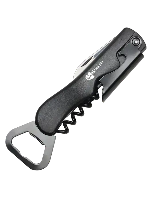Sleek Black Bottle Opener w/Kindful Health Logo