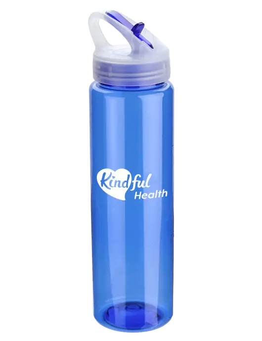 Buddy Blue 32 oz PET Bottle with Flip Lid w/Kindful Health Logo