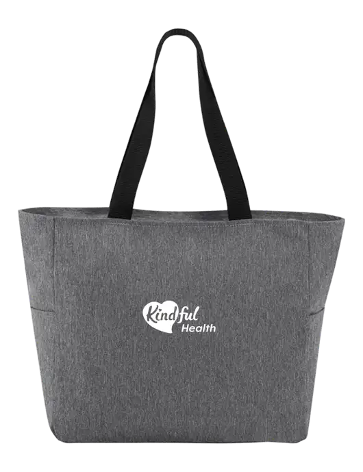 Everyday Heather Grey Zip Tote  w/Kindful Health Logo