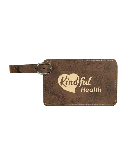Rustic Leatherette Luggage Tag w/Kindful Health Logo