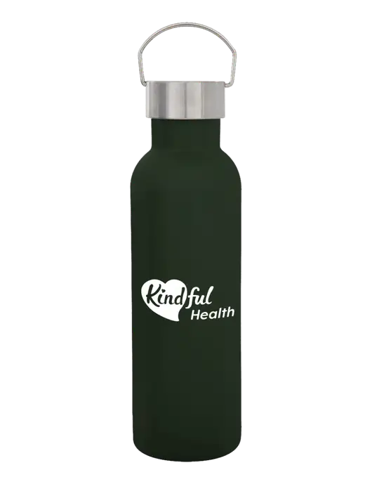 28 oz Dark Green Bubbli Stainless Steel Bottle w/Kindful Health Logo