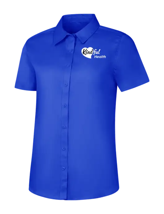 Womens Short Sleeve Dark Royal Superpro React Twill Shirt w/Kindful Health Logo