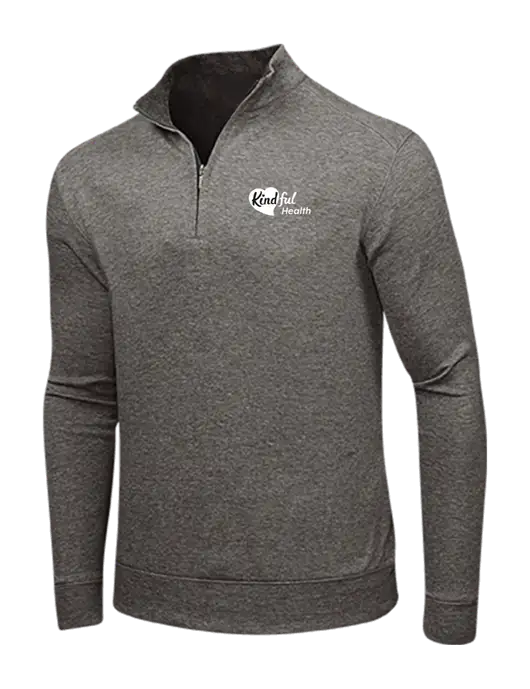 Charcoal Heather/Medium Heather Grey Interlock 1/4 Zip w/Kindful Health Logo