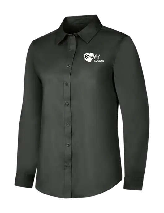 Dark Grey Womens Long Sleeve Superpro React Twill Shirt w/Kindful Health Logo