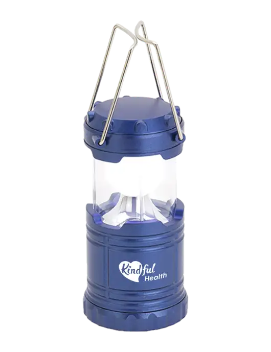 Blue Mini Retro Lantern w/Kindful Health Logo