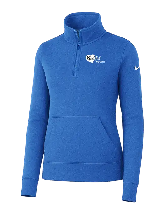 Nike Womens Light Royal Heather Club Fleece Sleeve Swoosh 1/2-Zip w/Kindful Health Logo