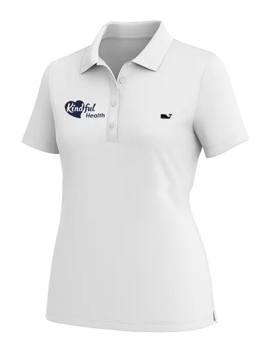 Vineyard Vines Womens White Edgartown Pique Polo w/Kindful Health Logo