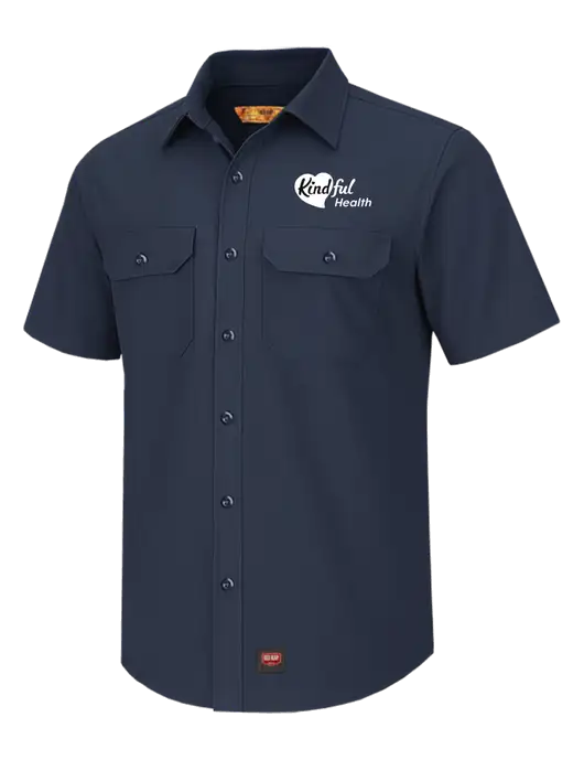 Red Kap Navy Short Sleeve Solid Ripstop Shirt w/Kindful Health Logo