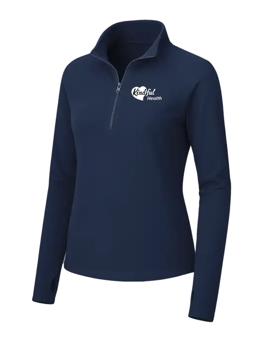 Womens Navy Microfleece 1/2 Zip Pullover w/Kindful Health Logo