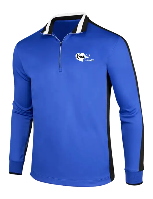 NIKE Game Royal/Black/White Dry-Fit 1/2 Zip Cover-Up w/Kindful Health Logo