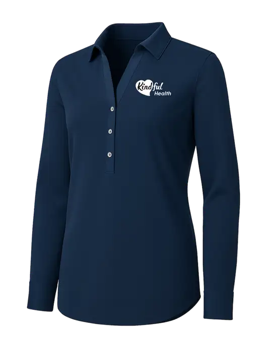 Womens Navy City Stretch Shirt w/Kindful Health Logo