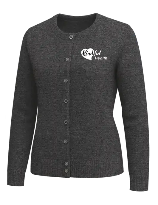 Brooks Brothers Womens Dark Grey Heather Washable Merino Cardigan Sweater w/Kindful Health Logo