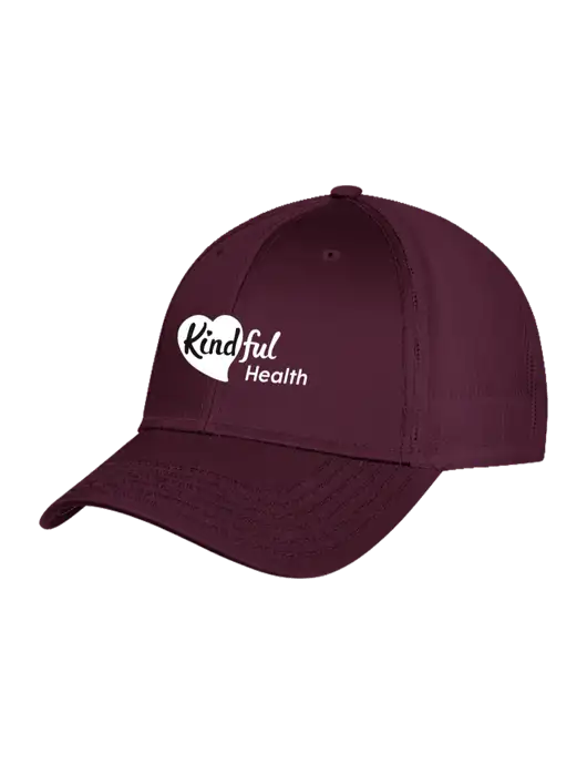 Maroon Mesh with Maroon Stitching on Bill Trucker Cap Snap Back w/Kindful Health Logo