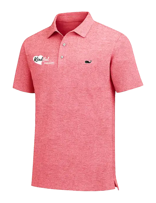 Vineyard Vines Destin Stripe Coral Sankaty Polo w/Kindful Health Logo