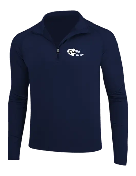 Navy Sport Wick Stretch 1/4 Zip Pullover w/Kindful Health Logo