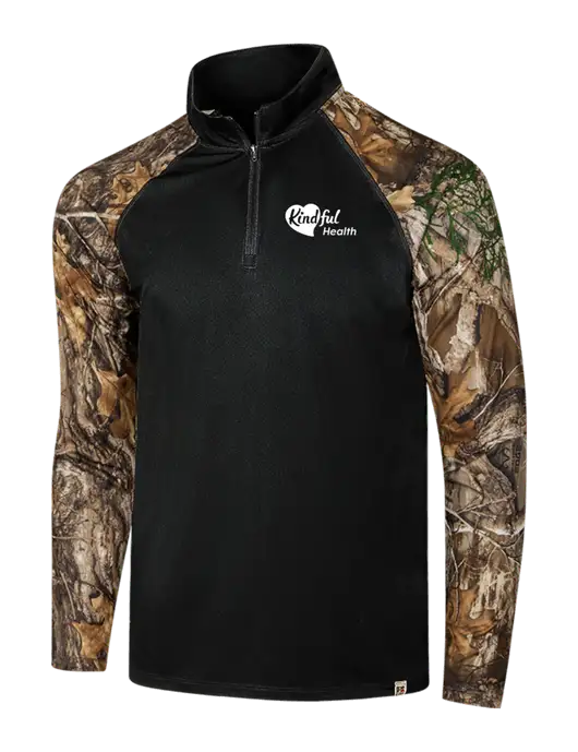 Russell Outdoors Black/Realtree Edge Camo Colorblock Performance 1/4 Zip w/Kindful Health Logo