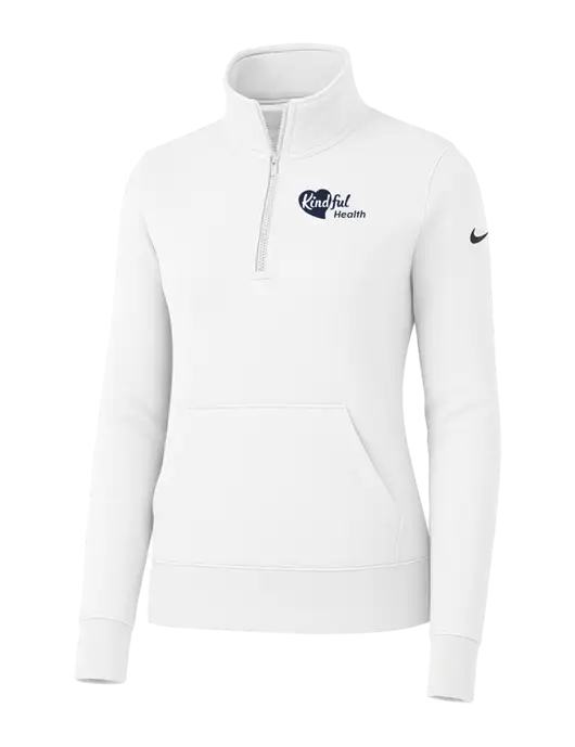 Nike Womens White Club Fleece Sleeve Swoosh 1/2-Zip w/Kindful Health Logo