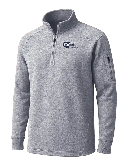 Grey Heather Tech Fleece 1/4 Zip Pullover w/Kindful Health Logo