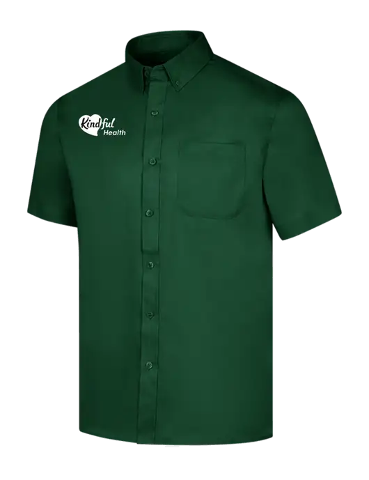 Short Sleeve Dark Green Superpro React Twill Shirt w/Kindful Health Logo