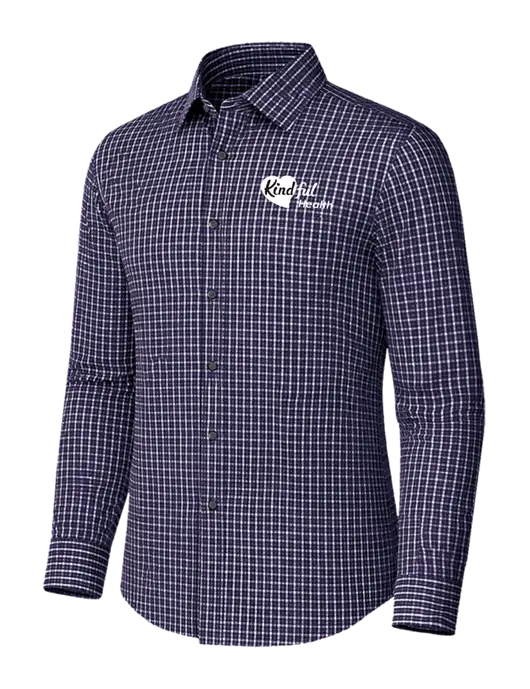 Brooks Brothers Tech Stretch Light Navy Blazer Multi Check Patterned Shirt w/Kindful Health Logo