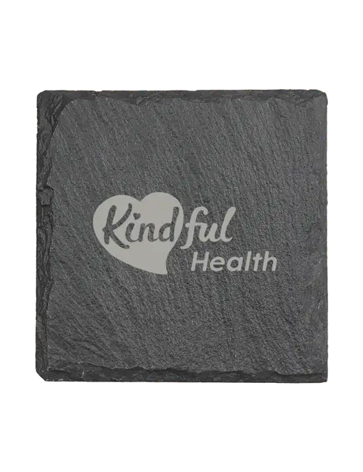 Square Slate Coaster, 4 x 4 w/Kindful Health Logo