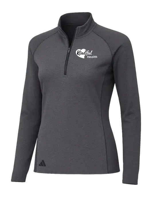 Adidas Womens Black Melange Space Dyed Quarter-Zip Pullover  w/Kindful Health Logo