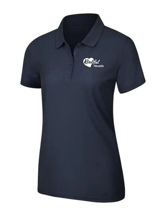 Navy Blue Womens Core Classic Pique Polo w/Kindful Health Logo