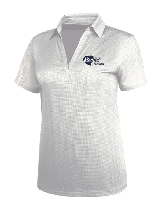 White Womens Performance Fine Jacquard Polo w/Kindful Health Logo