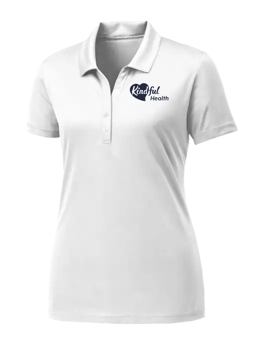 Womens White PosiCharge Competitor Polo w/Kindful Health Logo