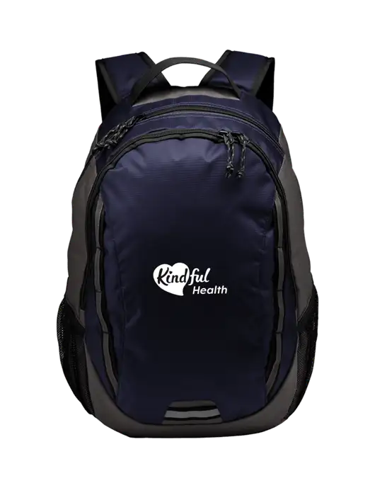 Ridge Deep Navy/Dark Charcoal Laptop Backpack w/Kindful Health Logo