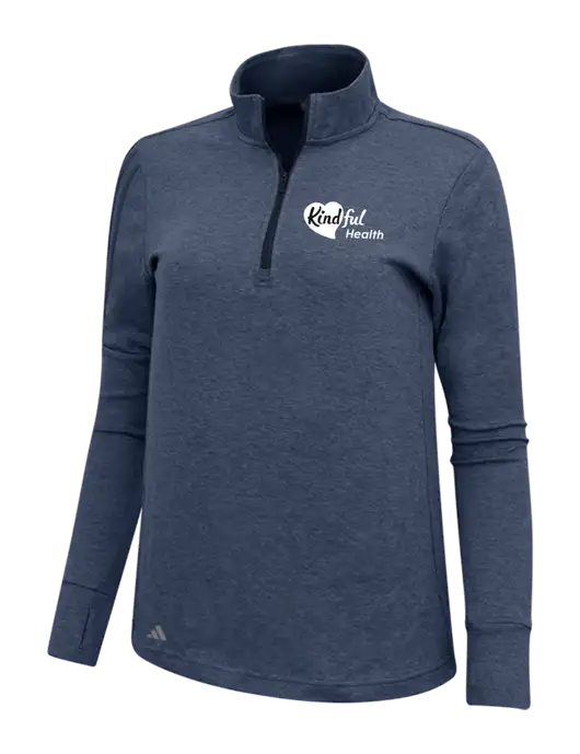 Adidas Navy Melange Womens 3 Stripes Quarter Zip Sweater w/Kindful Health Logo
