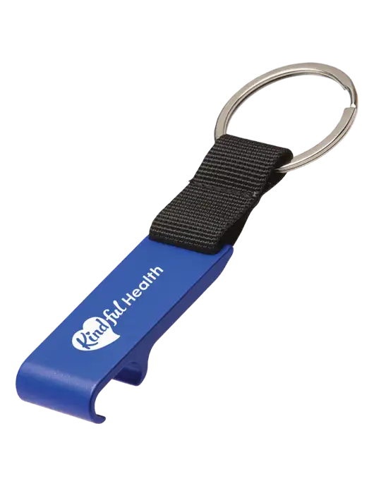 Blue Bottle Opener & Key Ring w/Kindful Health Logo
