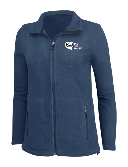 Womens Light Navy Fleece Jacket w/Kindful Health Logo