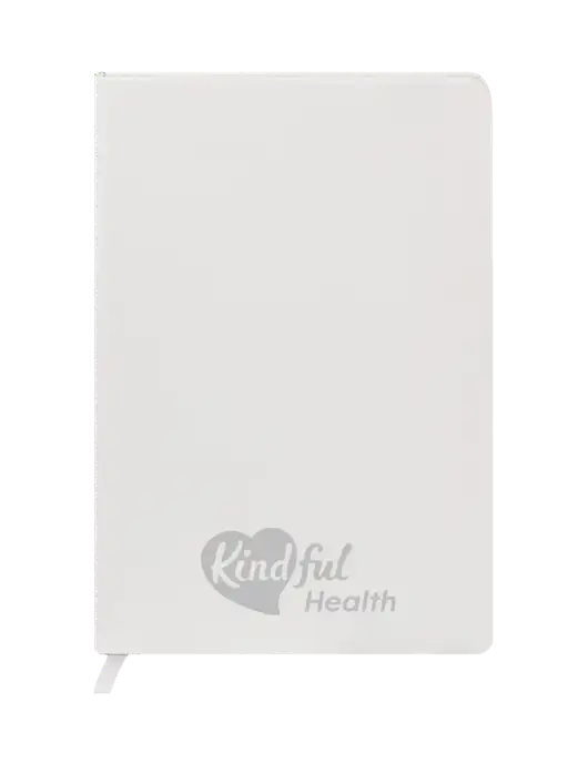 Fabrizio White Hard Cover 5.75 x 8.3  Journal w/Kindful Health Logo