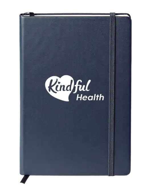Neoskin Navy Hard Cover Journal 5.75 x 8.375 w/Kindful Health Logo
