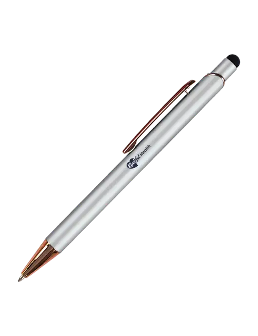 Waterlily White Stylus Blue Ink Pen w/Kindful Health Logo