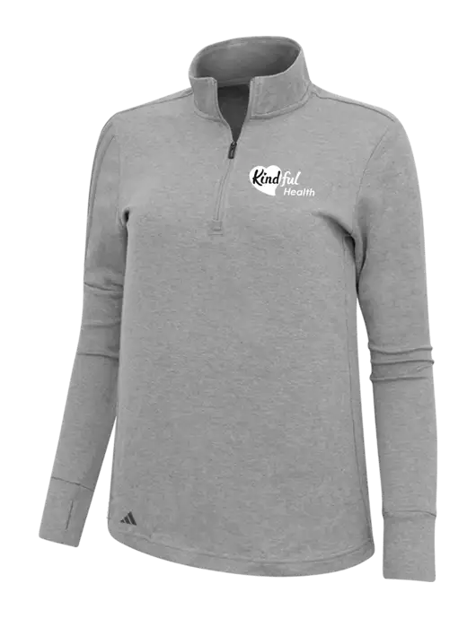 Adidas Light Grey Melange Womens 3 Stripes Quarter Zip Sweater w/Kindful Health Logo