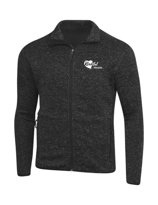Black Heather Sweater Fleece Jacket w/Kindful Health Logo