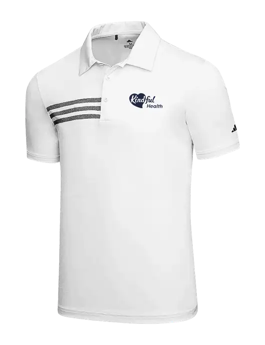 Adidas White 3 Stripes Chest Polo w/Kindful Health Logo
