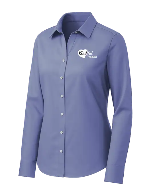 Brooks Brothers Womens Royal Blue Wrinkle-Free Stretch Pinpoint Shirt w/Kindful Health Logo
