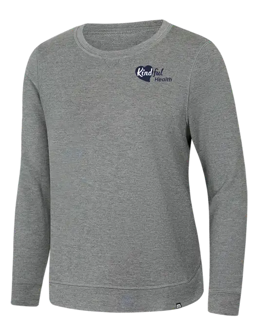 TravisMathew Womens Light Grey Heather Lightweight Long Weekend Crew w/Kindful Health Logo