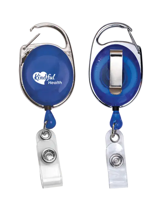 Royal Carabiner Style Badge Reel and Badge Holder w/Kindful Health Logo