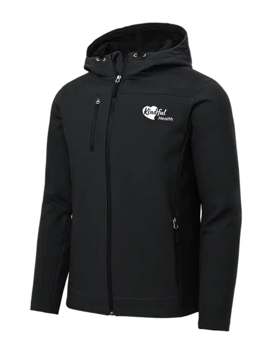 Hooded Core Black Soft Shell Jacket w/Kindful Health Logo