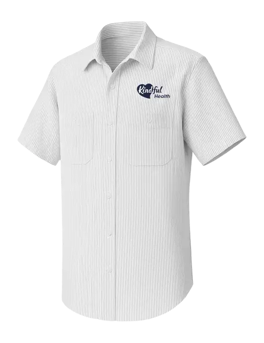 Red Kap Short Sleeve Striped Grey/White Industrial Work Shirt w/Kindful Health Logo