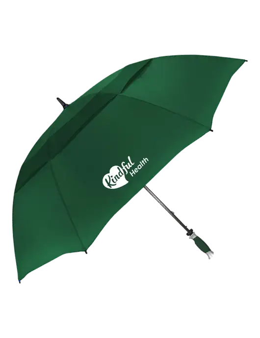 Dark Green Vented Typhoon Tamer Golf Umbrella w/Kindful Health Logo