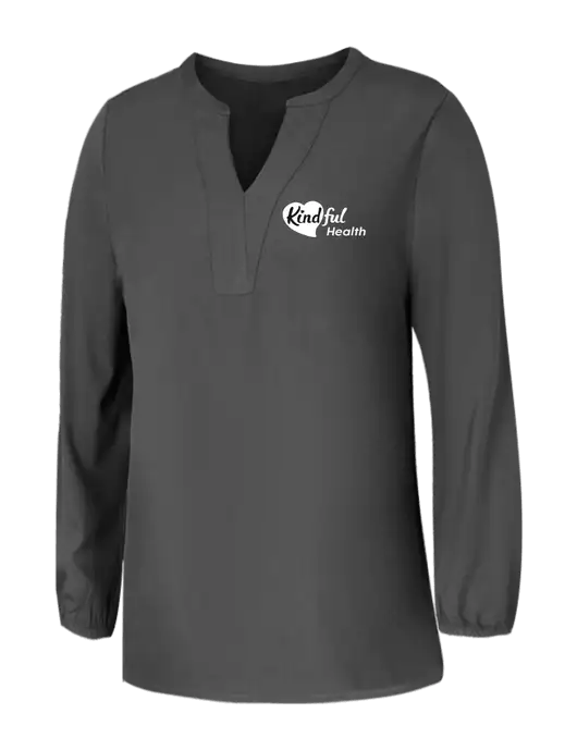 Mercer+Mettle Womens Dark Grey Stretch Crepe 3/4 Sleeve Blouse w/Kindful Health Logo