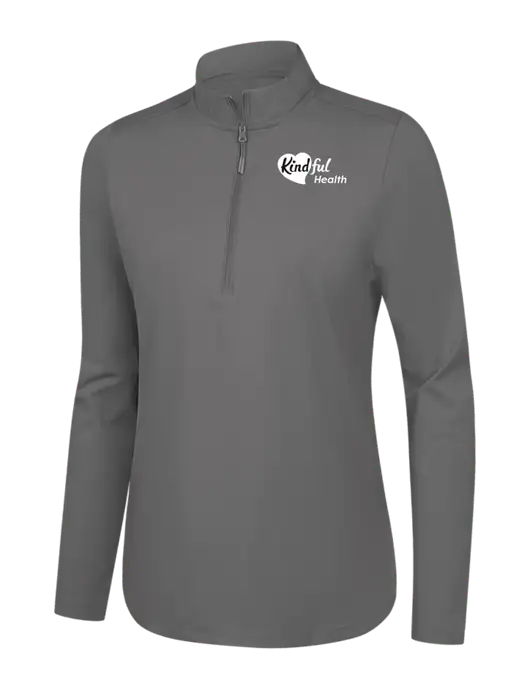  Womens Dark Medium Grey C-FREE Double Knit 1/4-Zip w/Kindful Health Logo