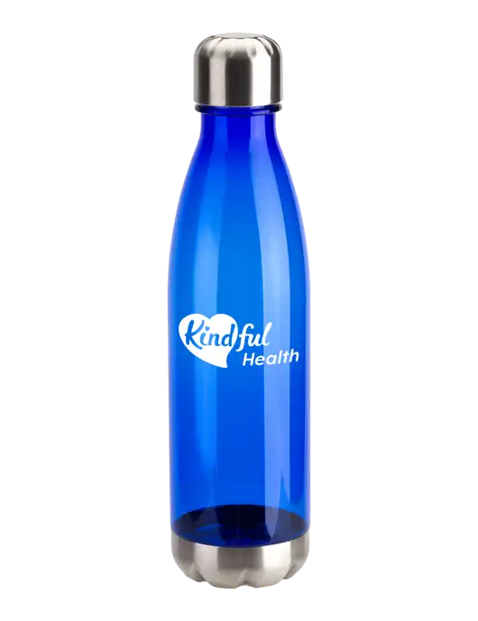 Bayside Tritan Blue 25 oz Bottle with Stainless Base and Cap w/Kindful Health Logo