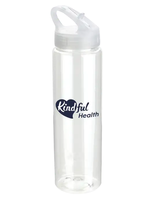 Buddy Clear 32 oz PET Bottle with Flip Lid w/Kindful Health Logo